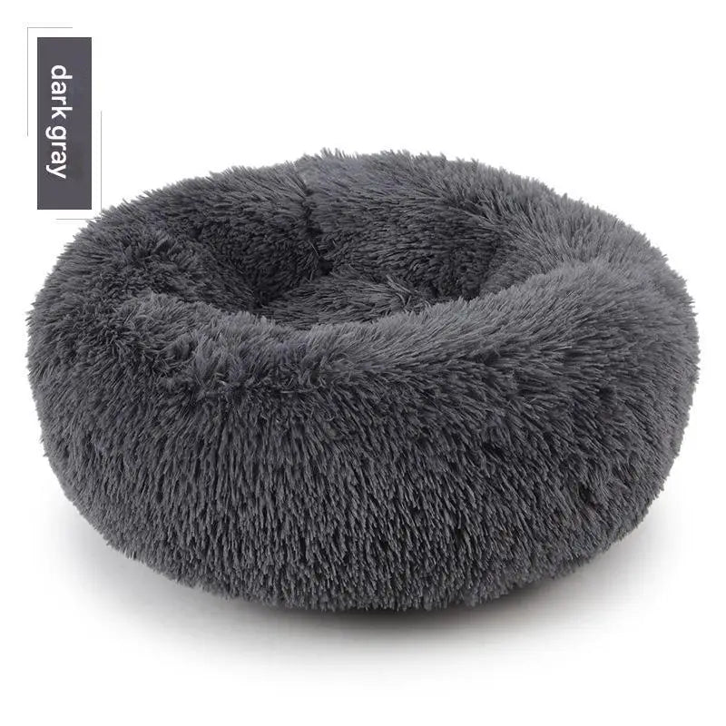 Round Indoor Cat Bed with Raised Pillow