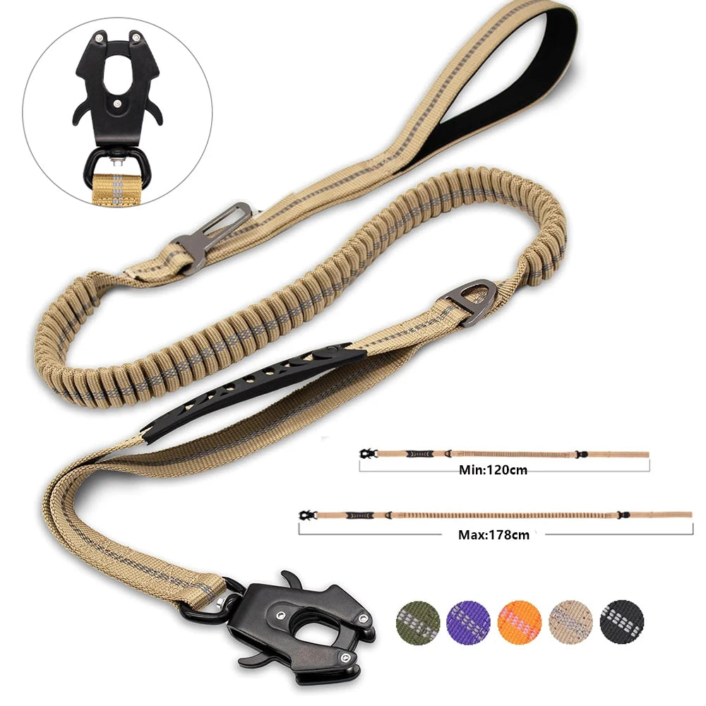 Reflective Shock Absorbing Tactical Dog Leash