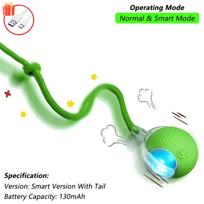 Rechargeable Smart Rolling Cat Toy with Tail