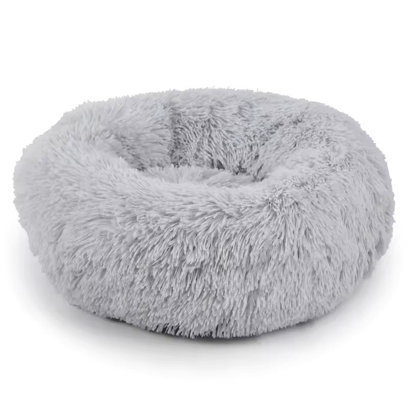 Round Indoor Cat Bed with Raised Pillow