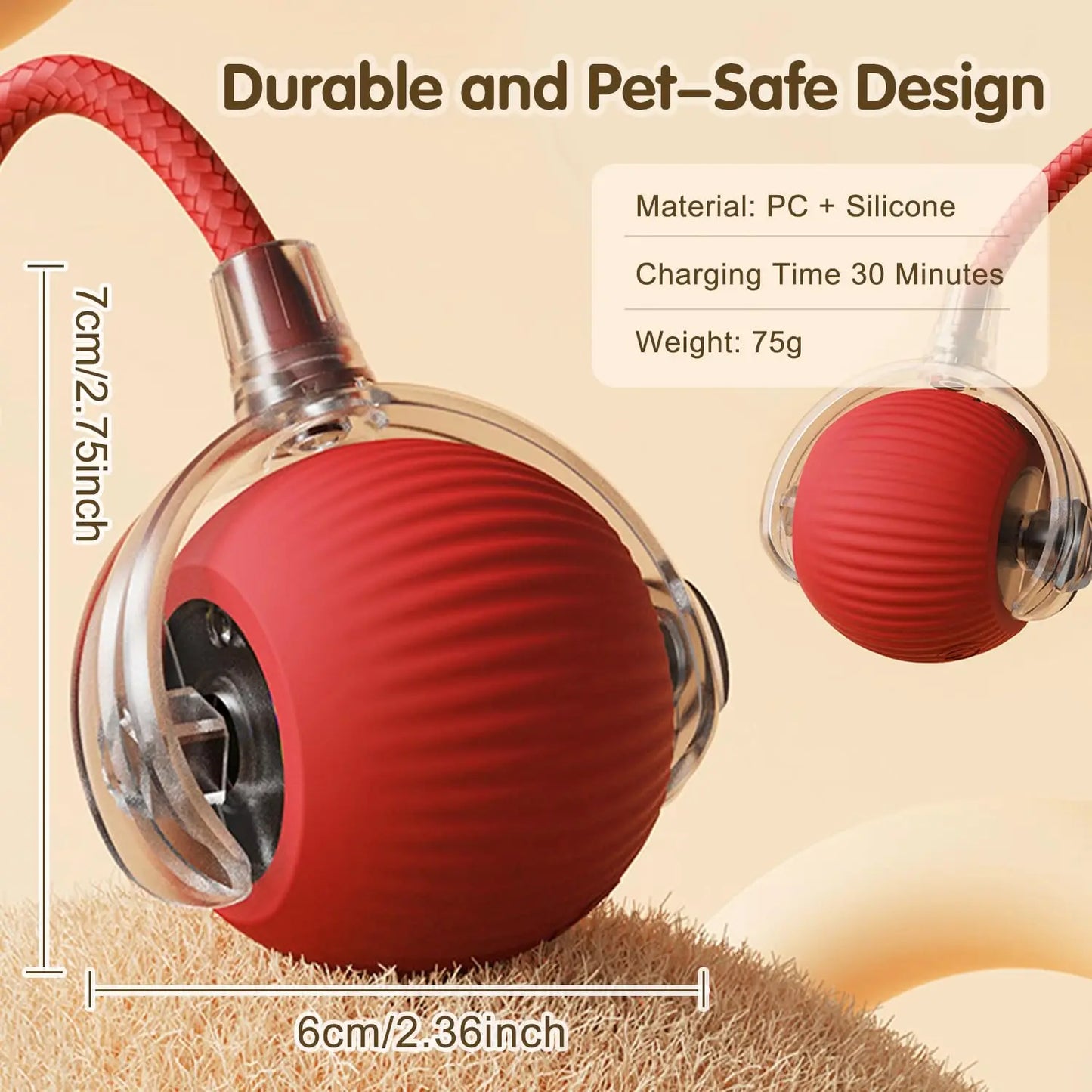Rechargeable Smart Rolling Cat Toy with Tail