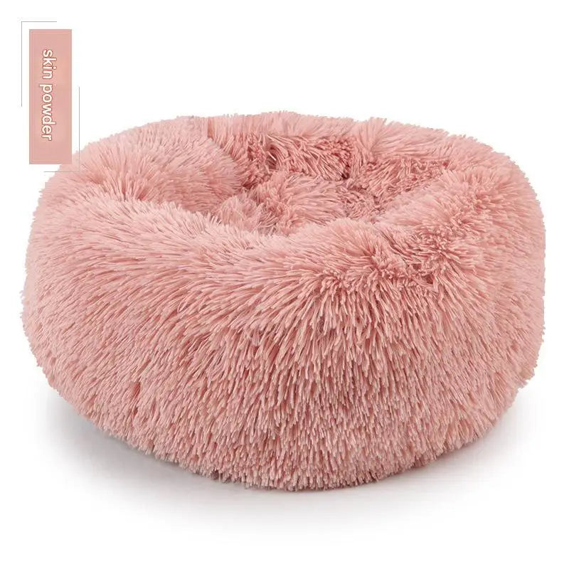 Round Indoor Cat Bed with Raised Pillow