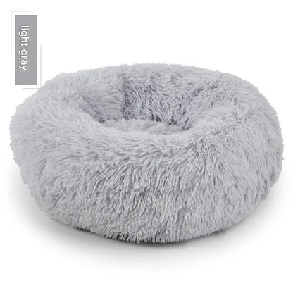 Round Indoor Cat Bed with Raised Pillow