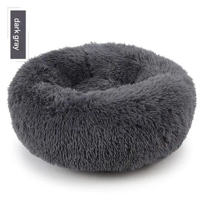 Round Indoor Cat Bed with Raised Pillow